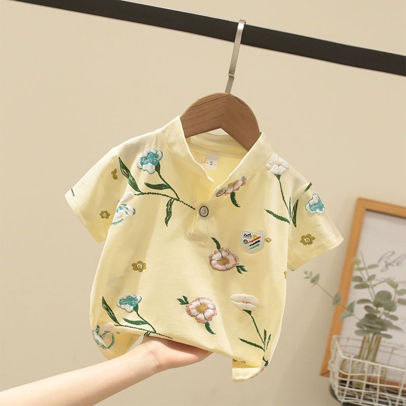 Áo polo Mỏng Tay Ngắn In Họa Tiết Thời Trang Mùa Hè Hàn Quốc Mới 2023 Cho Bé Trai