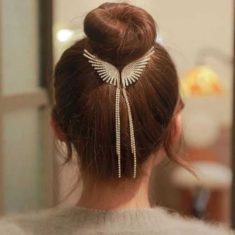 Búi Tóc Hình Cánh Thiên Thần Đính Đá + Ngọc Trai Cho Cô Dâu
