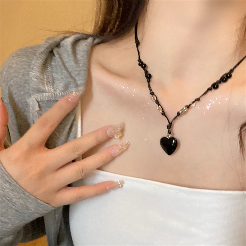 Vòng cổ Mặt Đá Mắt Mèo Màu Đen Phong Cách Hàn Quốc Thời Trang Cho Nữ