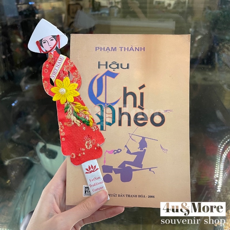 Kẹp sách vải cô gái áo dài nón lá Việt Nam