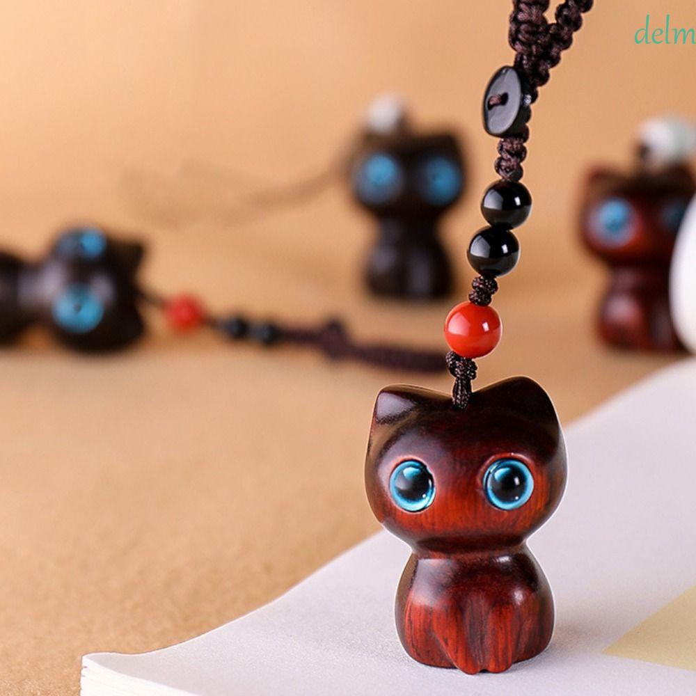 Móc Khóa Bằng Gỗ Đàn Hương Hình Mèo Dễ Thương Phong Cách Trung Hoa