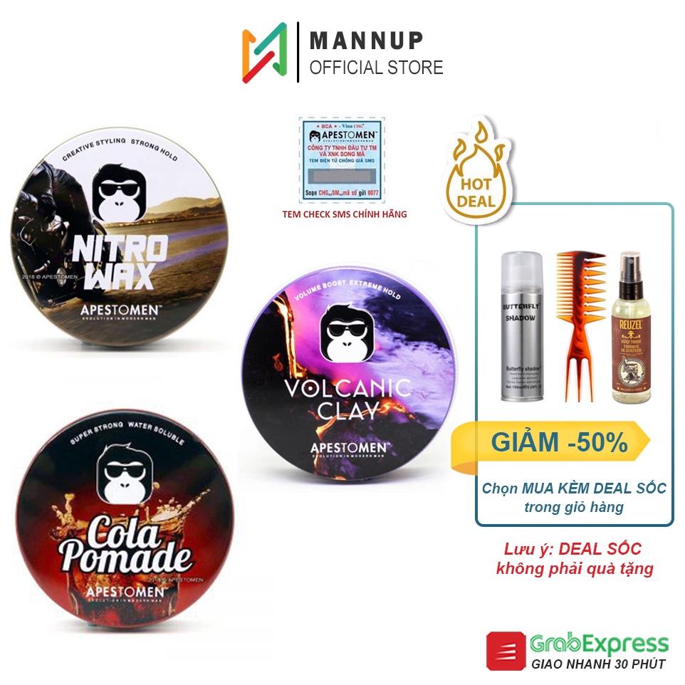 Sáp Vuốt Tóc Apestomen Volcanic Clay V5, Nitro Wax, Cola Pomade 80g