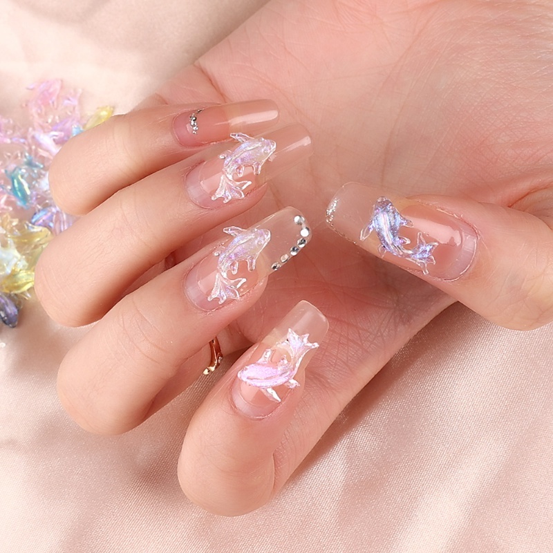 Hạt Charm Hình Cá Vàng Nhỏ Nhiều Màu Sắc Đính Móng Tay 3D DIY