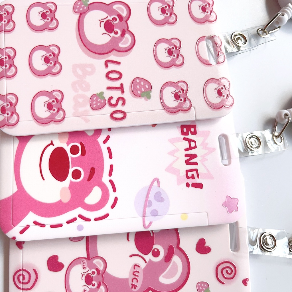 Lotso Dây Đeo Thẻ 3 Chiều Hình Gấu Hồng Thiết Kế Đơn Giản