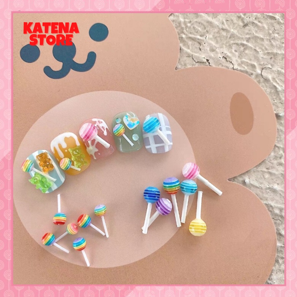 Charm Trang Trí Móng Tay Hình Kẹo Mút 3D Dễ Thương DIY
