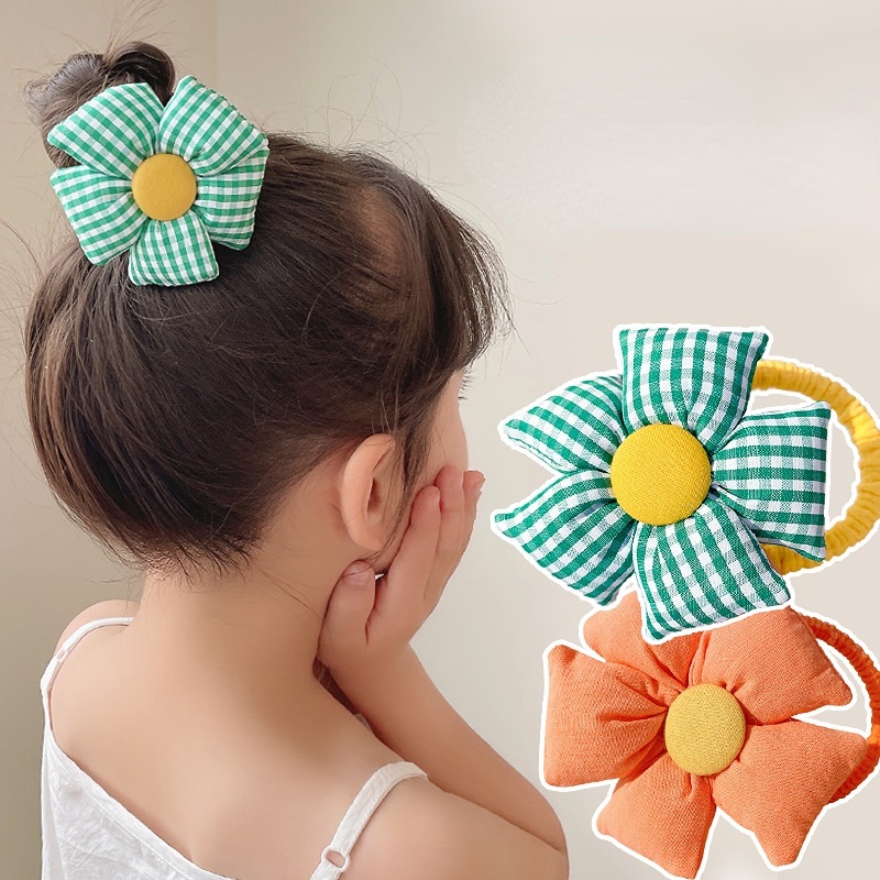 Dây Cột Tóc Hoa Hướng Dương Lớn Phong Cách Hàn Quốc Cho Bé Gái