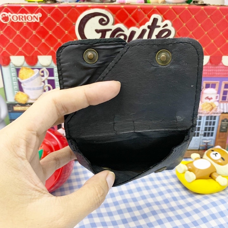 Ví da thật màu đen 2 ngăn