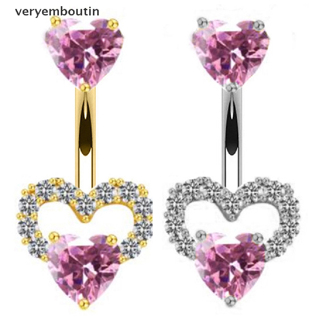 Khuyên Rốn Đính Đá Hình Giọt Nước 14G Thời Trang Cho Nữ