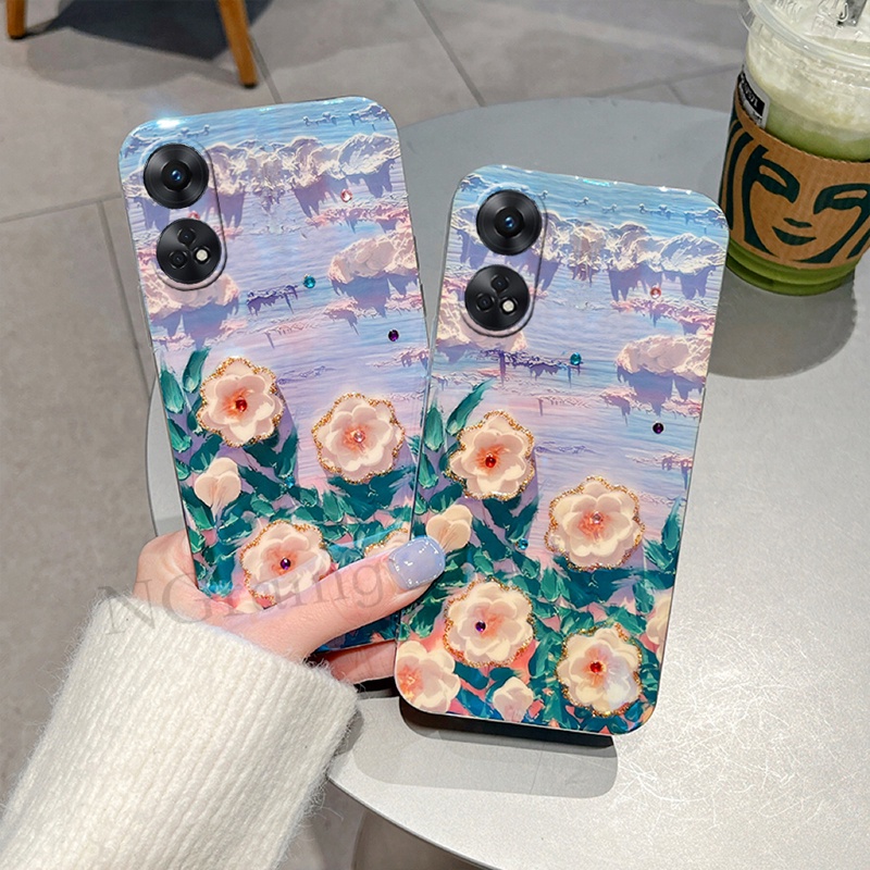 Ốp Điện Thoại Mới Cho OPPO Reno 8T 5G / Reno8 T 4G / Reno8T INS Tranh Sơn Dầu Hoa Silicon Bảo Vệ Mềm
