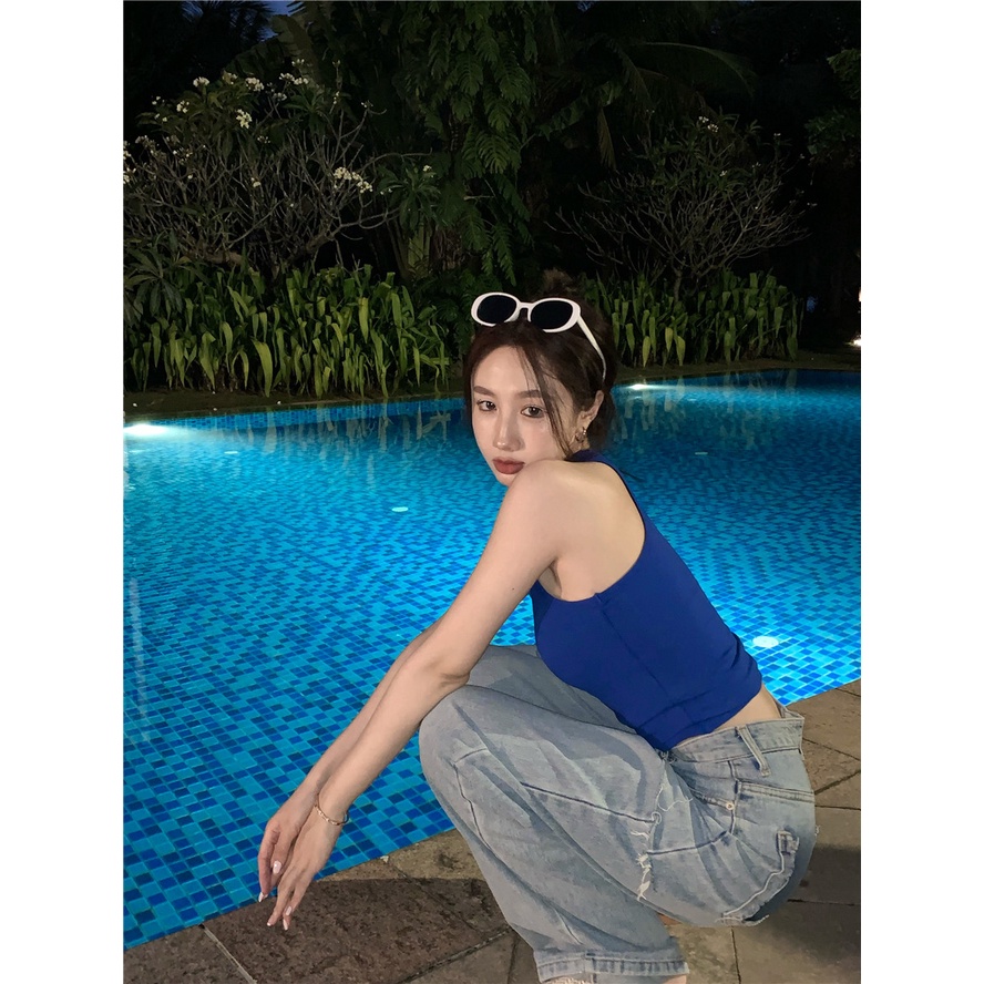 Áo Hai Dây Co Giãn Ôm Dáng Màu Trơn Thời Trang Hàn Quốc Cho Nữ