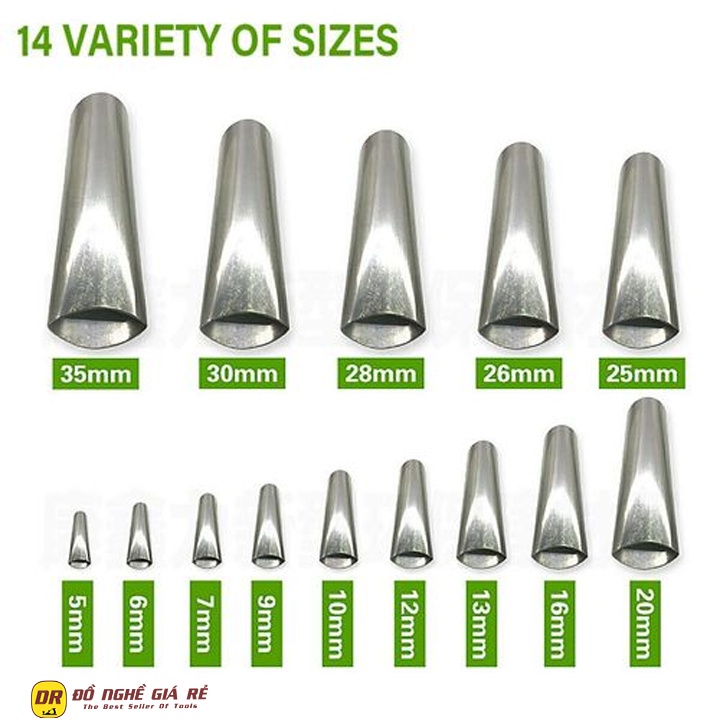 Bộ 14 Đầu Vòi Đi Bắn Keo Silicone Bằng INOX, Dụng Cụ Bơm Keo Dán Cửa Nhôm, Keo Chống Thấm Tường Gạch, Keo Xây Dựng