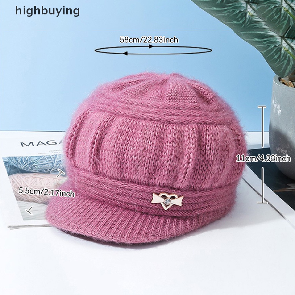 Mũ Len Dệt Kim Màu Trơn Giữ Ấm Tai Thời Trang Thu Đông Cho Nữ
