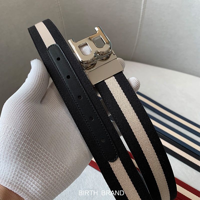 QR4U Bally young Belt Men's canvas B- word B- home Leather Belt Men's Youth Korean fashion leisure 2022