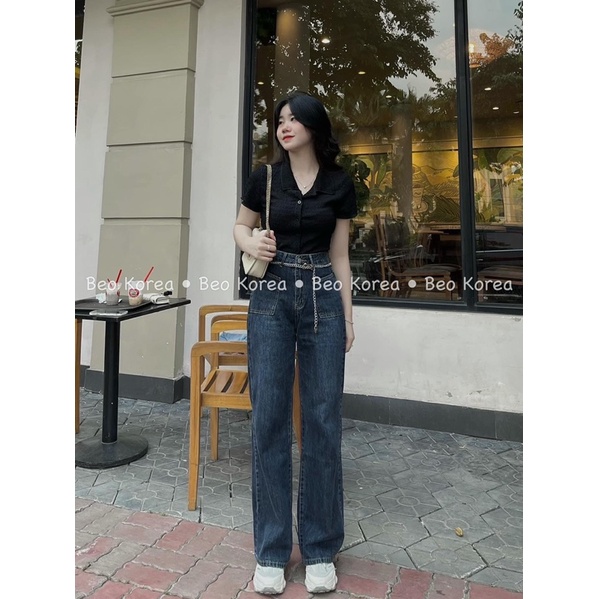 QUẦN SUÔNG DENIM ỐNG ĐỨNG 2TÚI KÈM DÂY #3188 | BigBuy360 - bigbuy360.vn