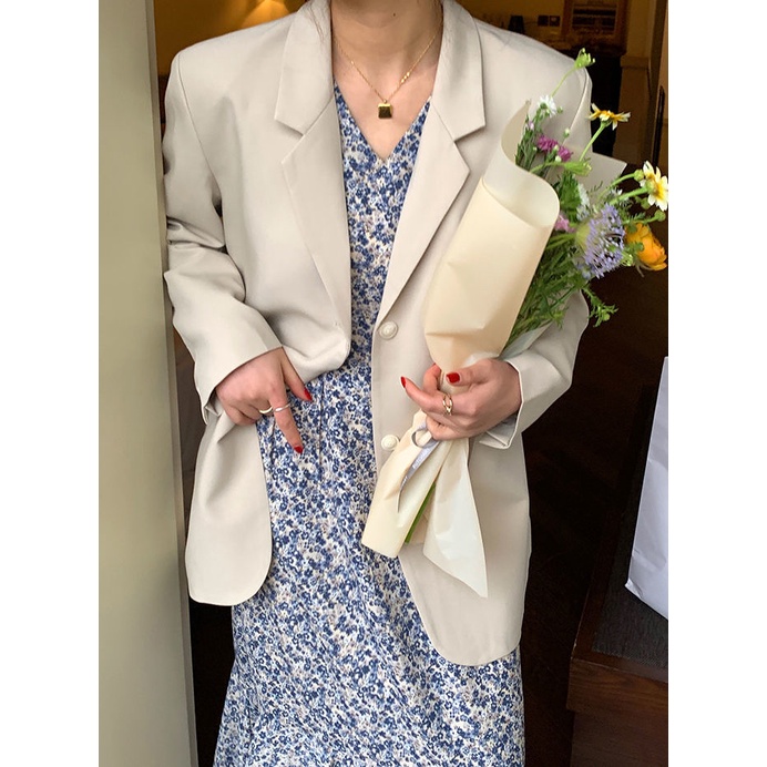 Đầm Hoa Đuôi Cá Ngắn Tay Cổ Chữ V Thời Trang Nữ Tính