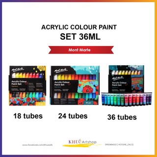 Set 18pc,24pc,36pc/tube 36ml Acrylic colour paint Mont Marte Signature/ set 18,24,36 màu acrylic, dung tích 36ml Mont Ma