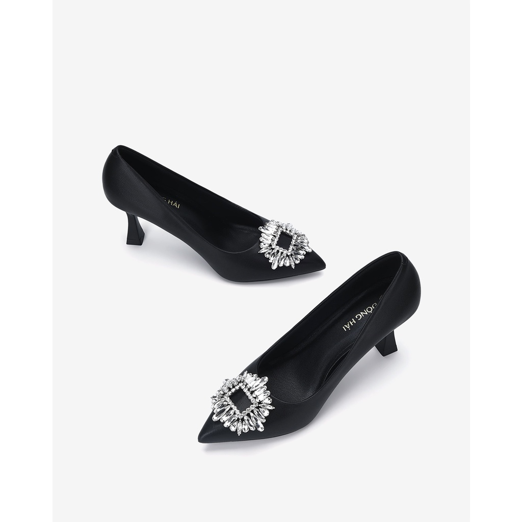 Giày cao gót Đông Hải đính nơ đá sang trọng phối gót cao 8cm - G81M1