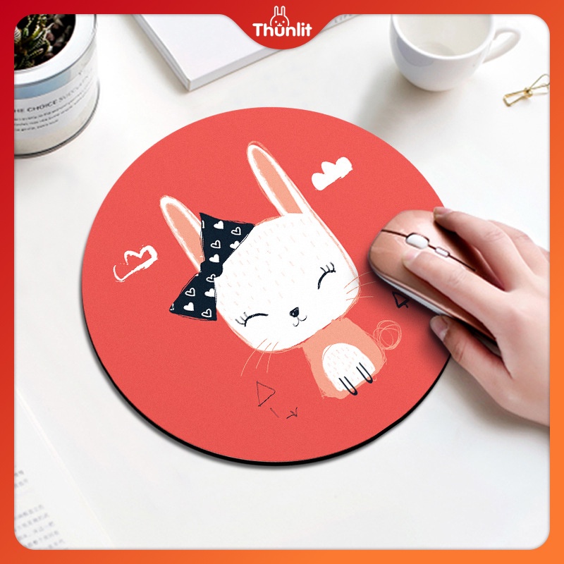 Miếng lót chuột máy tính THUNLIT hình tròn họa tiết hoạt hình xinh xắn dành cho học tập và làm việc