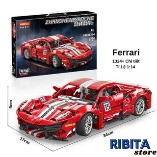 Mô hình lắp ráp siêu xe ferrari 1324 chi tiết, đồ chới lắp ráp chính hãng moyu ribita 446