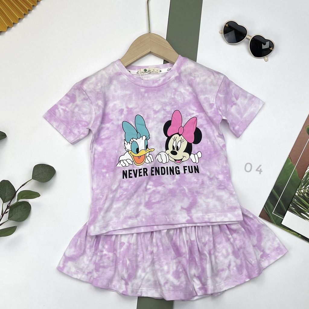 Bộ bé gái Mickey và chữ LOVE, vải loang mềm mịn, mát mẻ size 3/10 tuổi