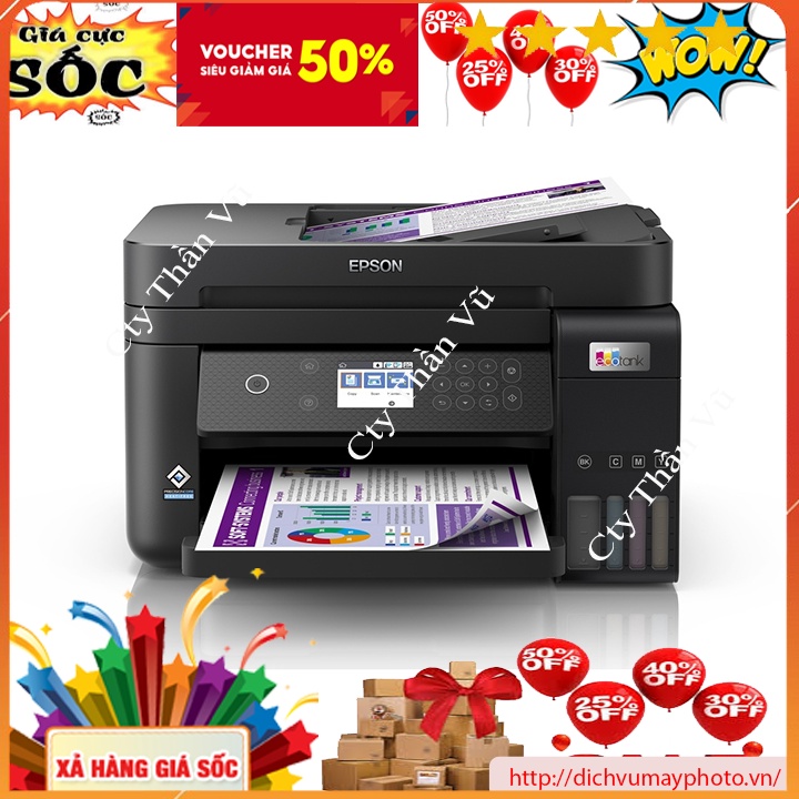 Máy in phun màu Epson L6270 mới 100% có in phun màu Scan, Copy in wifi in 2 mặt tự động INECO