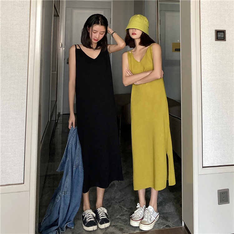 IELGY  Đầm Dệt Kim Dáng Rộng Cổ Chữ v Thời Trang Cho Nữ