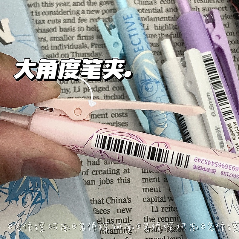 Bút Mực Nước Đen Nhanh Khô Ngòi 0.5mm In Hình Thám Tử Conan Phong Cách Nhật Bản