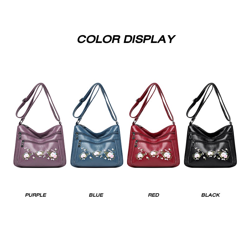 MISCHA Túi Xách Da Mềm Cỡ Lớn Nhiều Ngăn Thêu Họa Tiết Thời Trang Cho Nữ