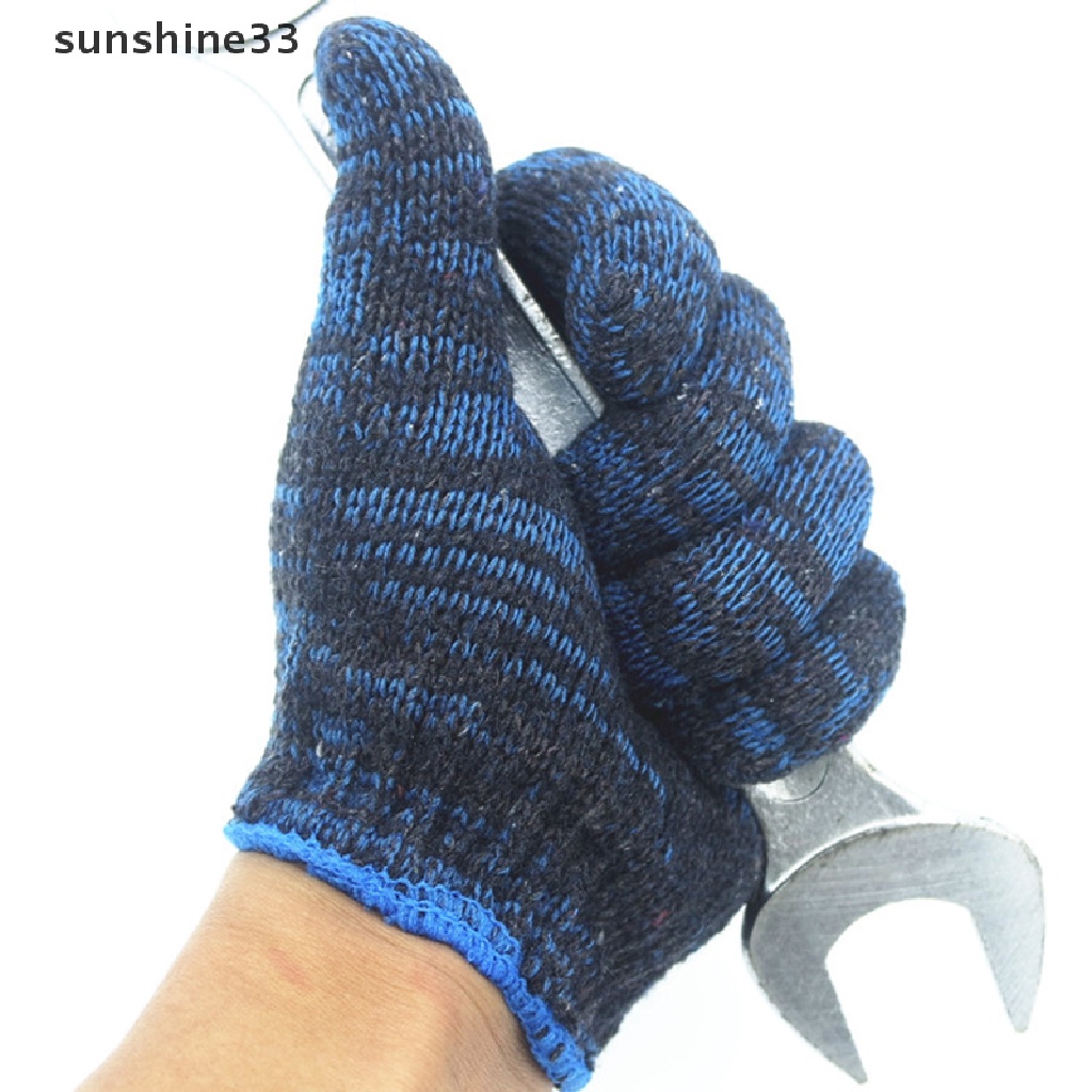 Bộ 12 Đôi Găng Tay Cotton Dày Dặn Chống Mài Mòn Bảo Vệ Lao Động