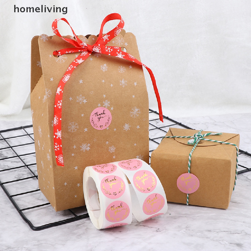 Bộ 500 Miếng Dán 1 inch Màu Hồng In Chữ Thank You Xinh Xắn