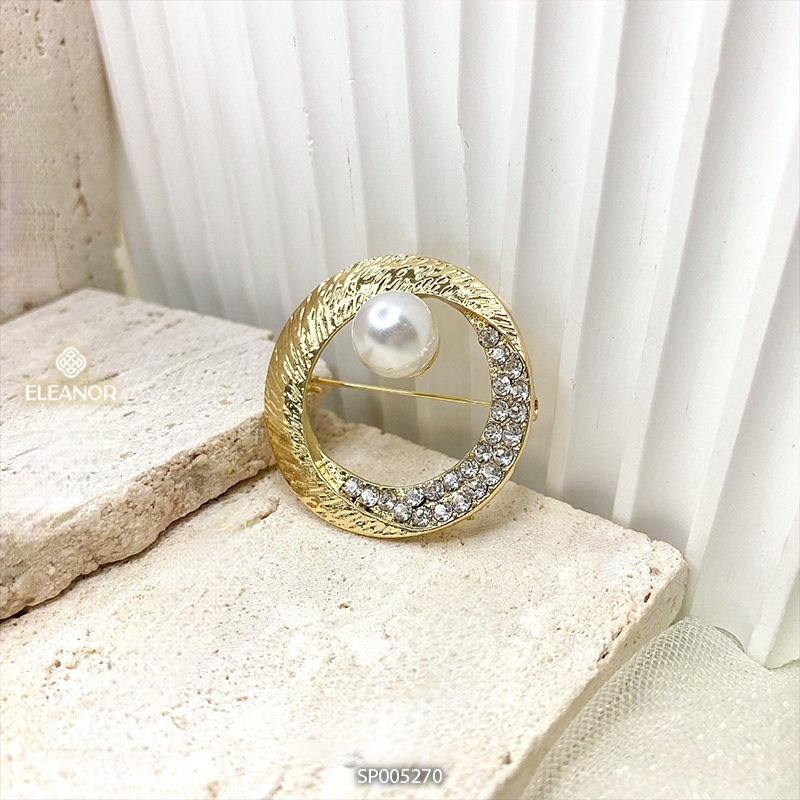 Ghim cài áo nữ Eleanor Accessories hình elip đính đá phụ kiện trang sức 5270