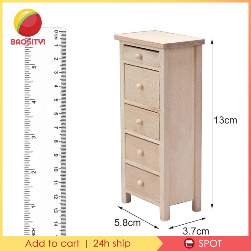 [Baosity1] Đồ Nội Thất Nhà Búp Bê 5 Ngăn Kéo Tỉ Lệ 12