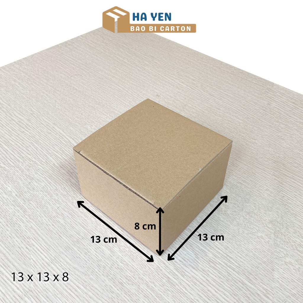 13x13x8cm - Hộp carton đóng hàng nắp gài đáy khoá 13 x 13 x  8 cm