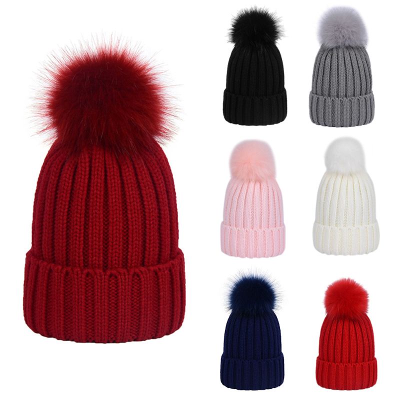 Mũ Len Beanie Màu Trơn Có Gân Thời Trang Mùa Đông Cho Nam Và Nữ