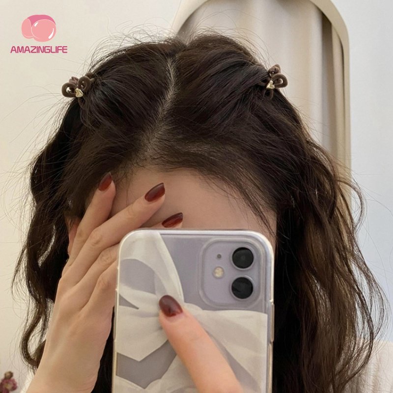 Bộ 2 Kẹp Tóc Nơ Trái Tim Bằng Nhung Mùa Thu Đông / Kẹp Tóc Nhỏ Kết Hợp Dễ Thương Chất Lượng Cao