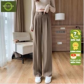 Quần ống rộng cao cấp moosa chất ruby lưng cao 2 khuy xuất hàn