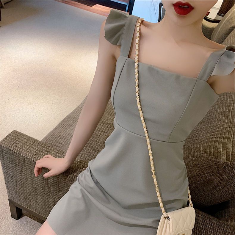 Đầm Hai Dây Nhún Bèo Phong Cách Retro Pháp Thời Trang Mùa Hè Mới 2023