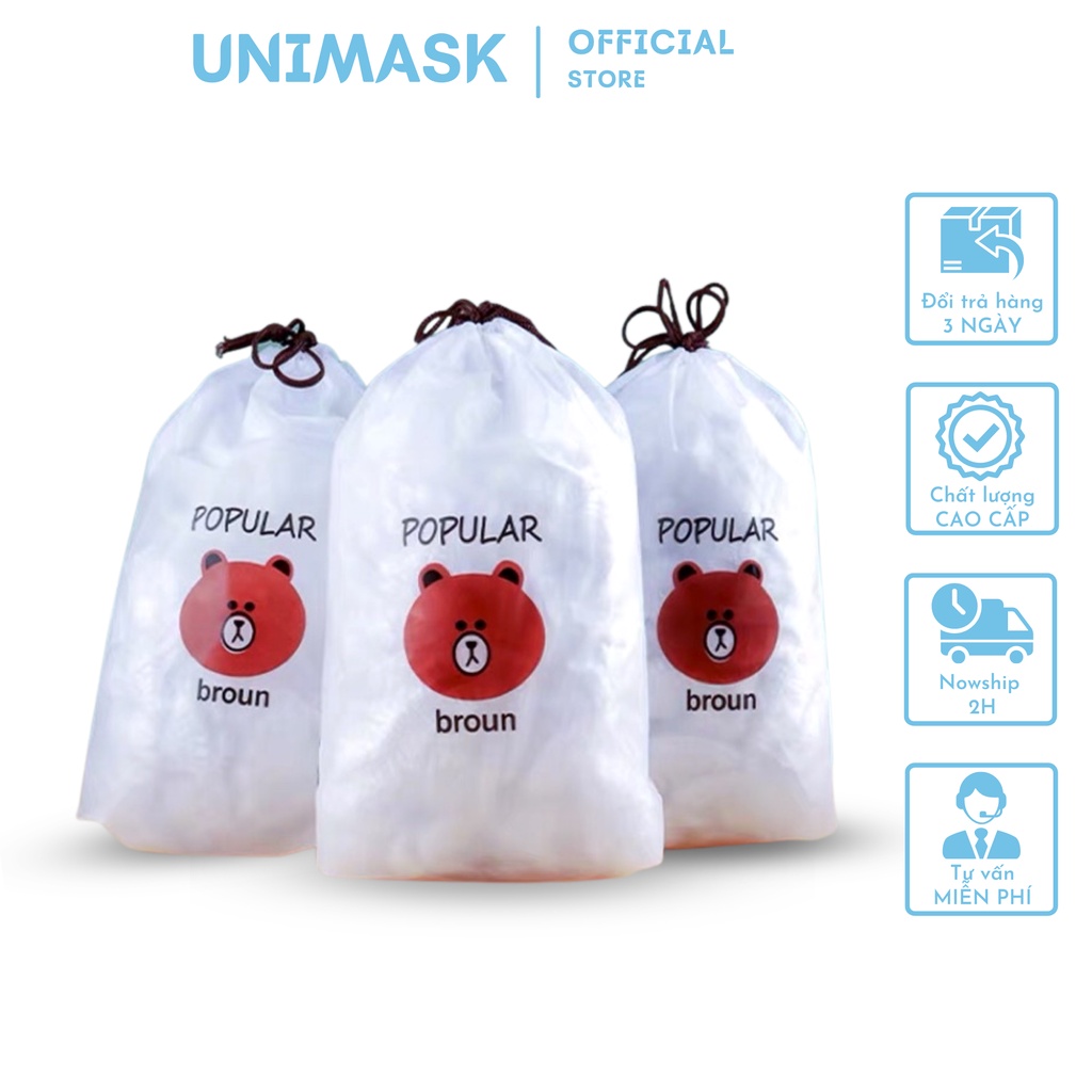 ❌Bán Sỉ 5 Bịch❌ 5 Bịch Màng Bọc Thực Phẩm Bọc Gấu, 1 Bịch 90~97 Chiếc Bọc Gấu Co Giãn Siêu Dai Có Chun Hình Túi Gấu