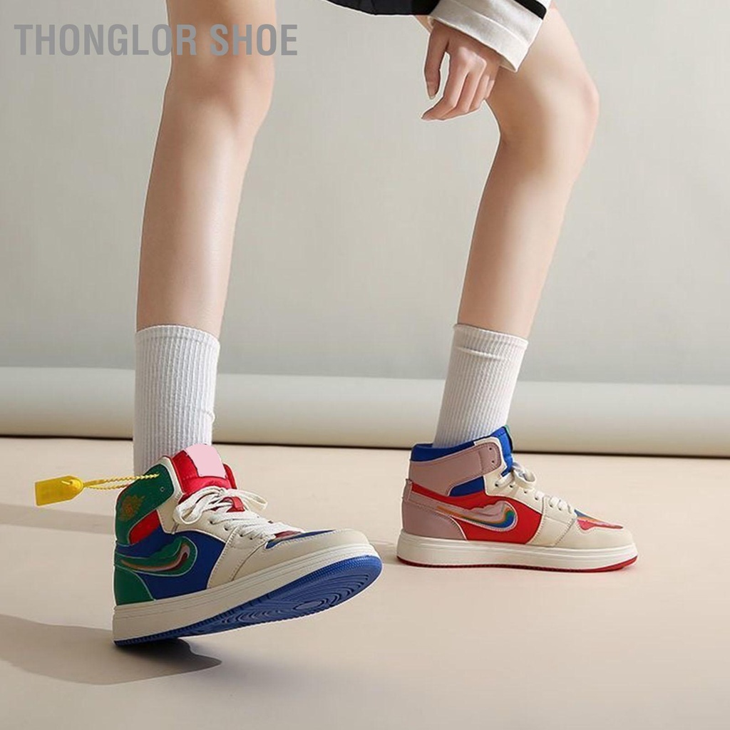 Thonglor Shoe Nữ Giày Retro Đa Năng Hợp Thời Trang Đế Cao Su Da PU Trên Hàng Đầu Nhiều Màu Sắc Sneaker run 2 u