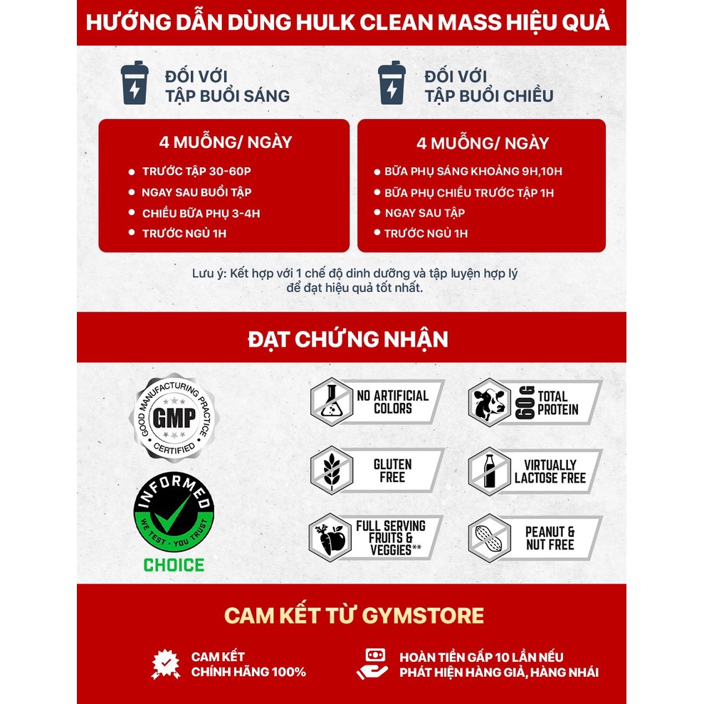 Sữa tăng cân nhanh Perfect Sport HULK Clean Mass Gainer, 10 Lbs  nhập khẩu Canada - Gymstore