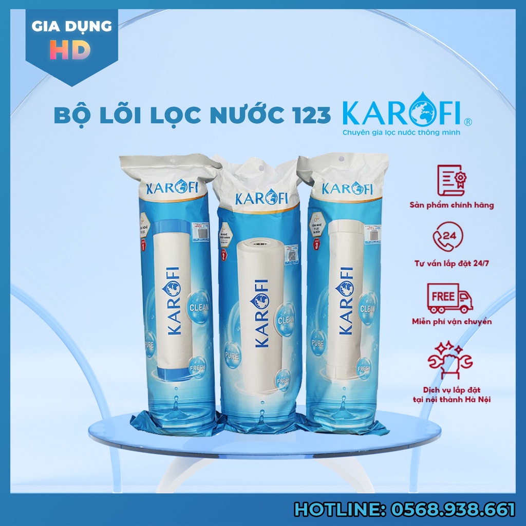 Bộ Lõi Lọc Nước Karofi - Lõi 1, 2, 3 - Cam Kết Hàng Chính Hãng Karofi