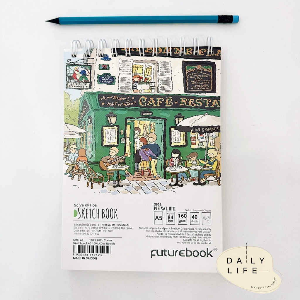 Tập Vẽ Ký Hoạ (SketchBook) NEW LIFE- Khổ A5- Mã SP: S952- Phong cách Hàn Quốc- VPP FUTUREBOOK. (Giao Mẫu Ngẫu Nhiên)