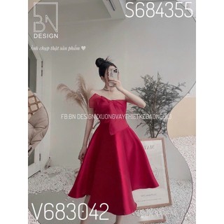 [New Sales 2024] Đầm thời trang nữ mặc đi tiệc chất tapta có mút nơ cúp ngực xoè rộng cực xinh đẹp