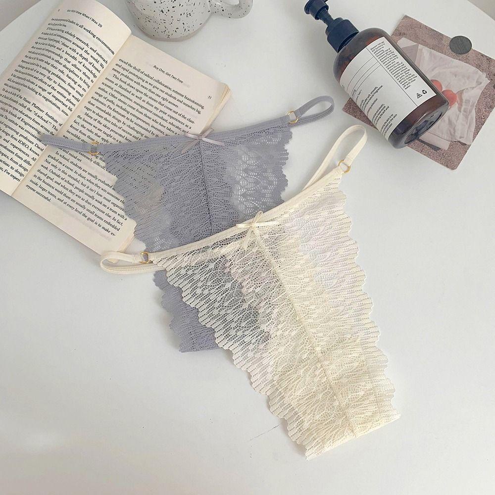 LOMBARD Quần Lót Cotton Lưng Thấp Phối Ren Đính Nơ Xinh Xắn Cho Nữ