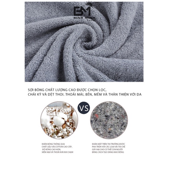 Khăn Tắm Gội Đầu Lau Mặt Binh Minh dùng cho Gia Đình, Spa, Khách Sạn, 100% Cotton Thấm Hút, Không đổ lo· Không Ra Màu