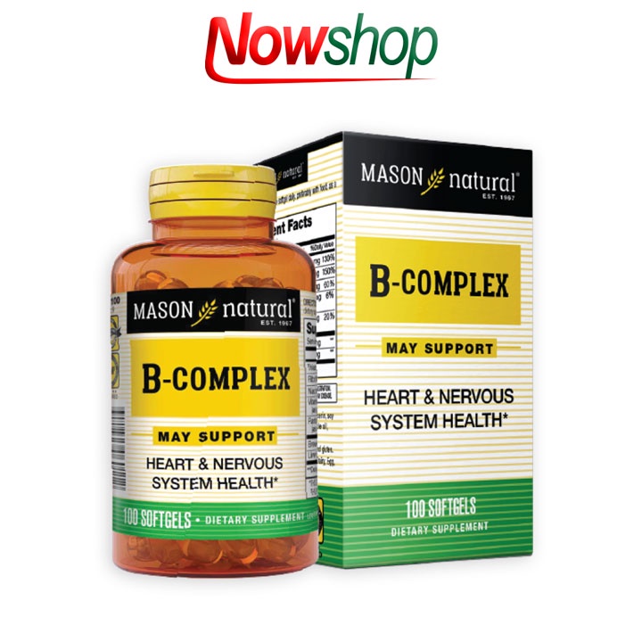 VIên uống bảo vệ sức khoẻ Mason Natural B-Complex hỗ trợ giảm stress mệt mỏi tăng khả năng tập trung. Hộp 100 viên