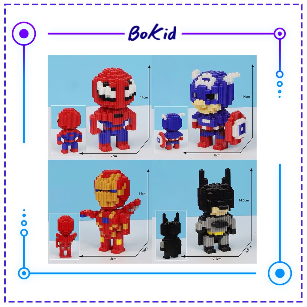 Khối Lego xếp hình Nhân Vật Hoạt Họa 3D siêu anh hùng Dễ Thương giúp bé phát triển trí tuệ