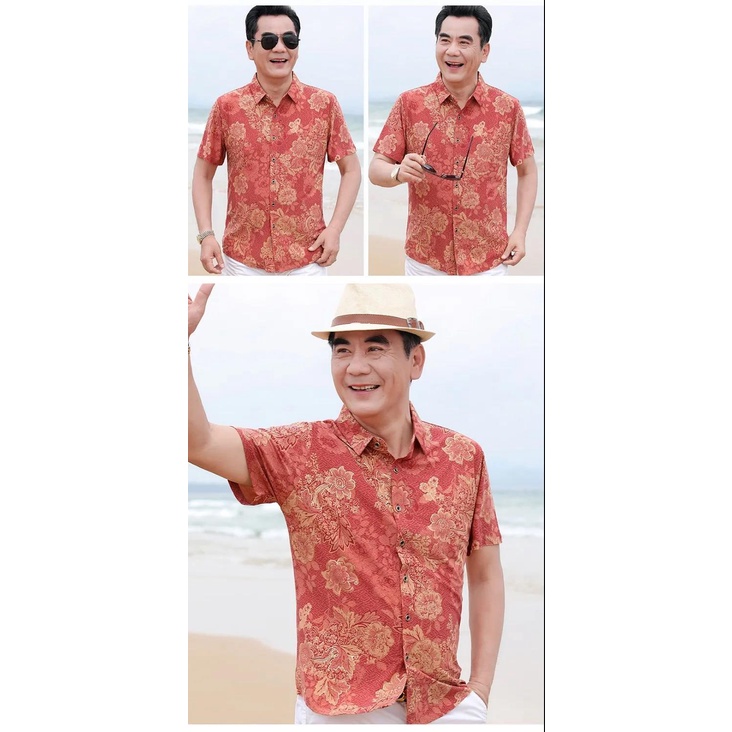 Áo Sơ Mi Lụa Lạnh Tay Ngắn Dáng Rộng Thời Trang Mùa Hè Cho Nam Giới