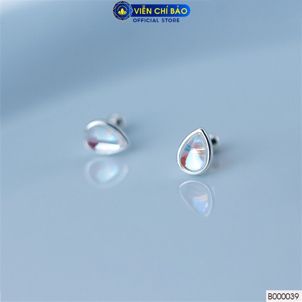 Bông tai giọt nước đá mặt trăng chất liệu bạc Thái 925 thời trang phụ kiện trang sức nữ Viễn Chí Bảo B000039