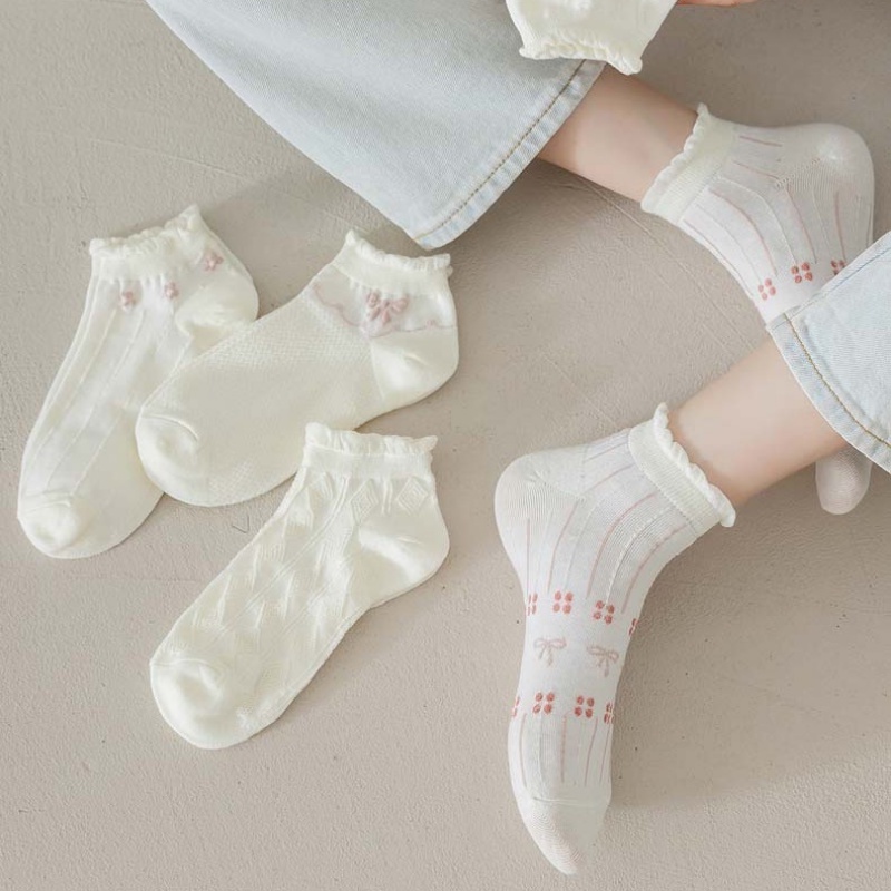 Set 5 Đôi Vớ Cotton Cổ Thấp Chống Trượt Thoáng Khí Thoải Mái